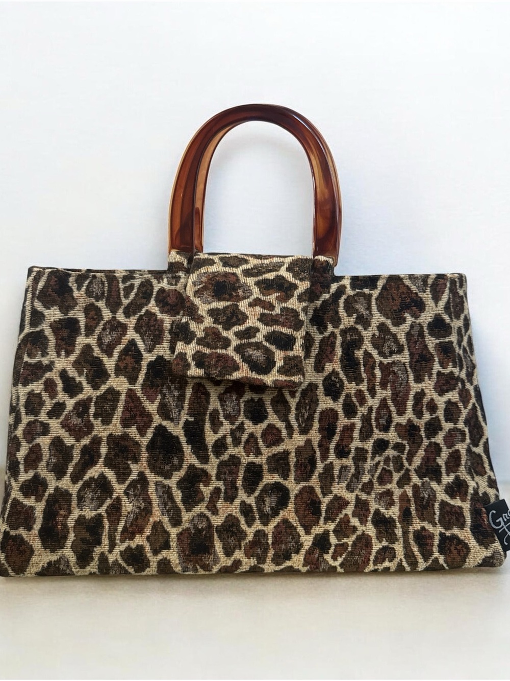 Grayson Presley Leopard Print Carpet Bag Handbag